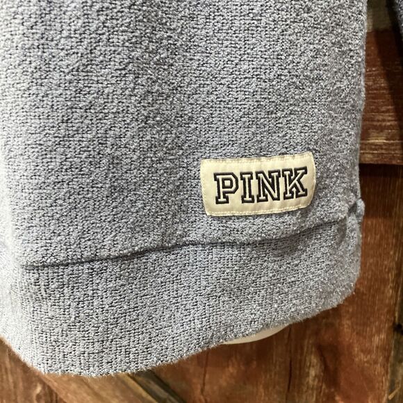 PINK Victoria’s Secret Fleece Sweatshirt XS  Blue Mock Neck Silver Dog Comfy - Picture 4 of 12